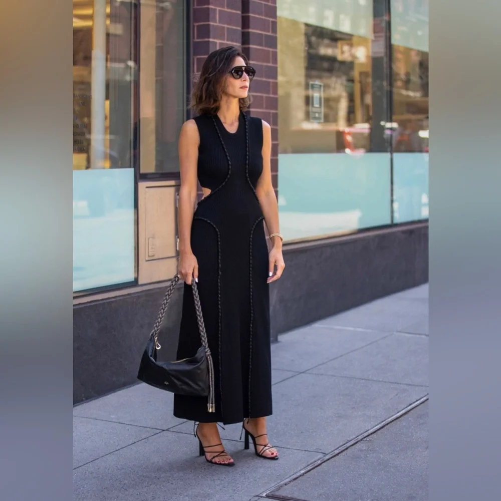 Aje Arp Cut out knit midi dress black - Picture 1 of 12